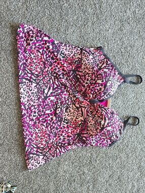 Pink & Black Animal Print Swimsuit Top